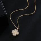 Collar con Colgante de Flor en Circonio Giratorio Anti-Estrés oro