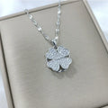 Collar con Colgante de Flor en Circonio Giratorio Anti-Estrés plata