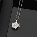 Collar Colgante Flor de Circonia Giratoria Antiestrés plata