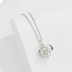Collar Colgante Flor de Circonia Giratoria Antiestrés plata