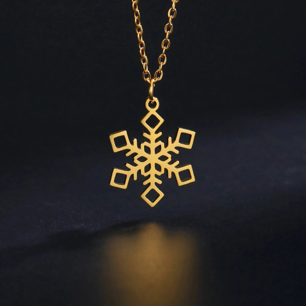 Collar con Colgante Copo de Nieve Invierno oro