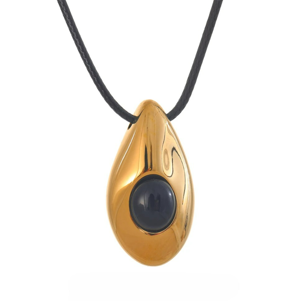 Collar con Colgante de Gota de Agua Estilo Bohemio oro