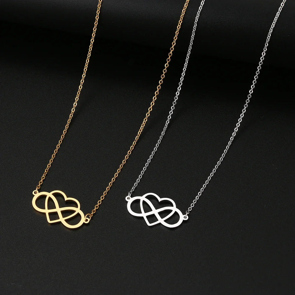 Collar con colgante de infinito y corazón para mujer en plata