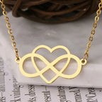 Collar con colgante de infinito y corazón para mujer en oro