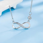 Collar colgante infinito de circonio para mujer en plata