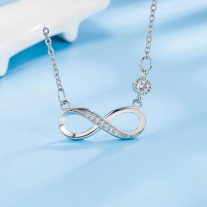 Collar colgante infinito de circonio para mujer en plata