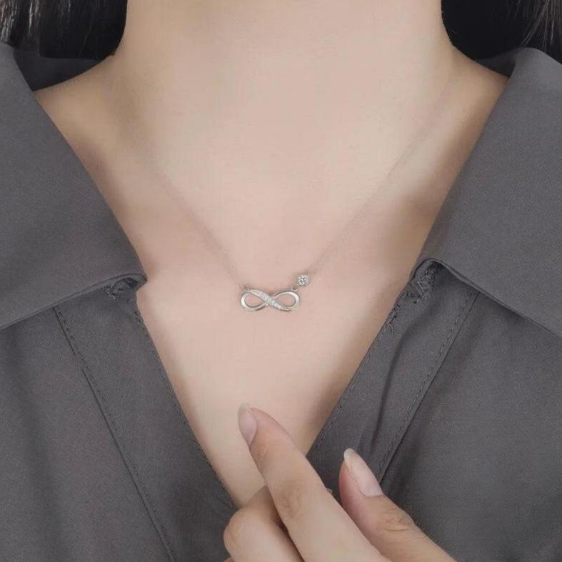 Collar colgante infinito de circonio para mujer en plata