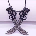 Collar Colgante Islam Musulmán Espada de Ali Zulfikar negro
