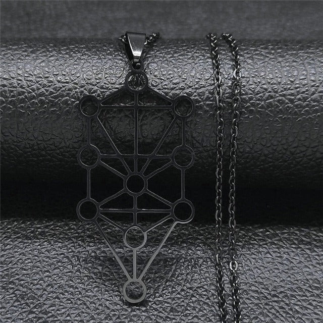 Collar Colgante Cábala Diagrama Árbol de la Vida Sephiroth negro