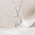 Collar con colgante de luna y gatos con cristal