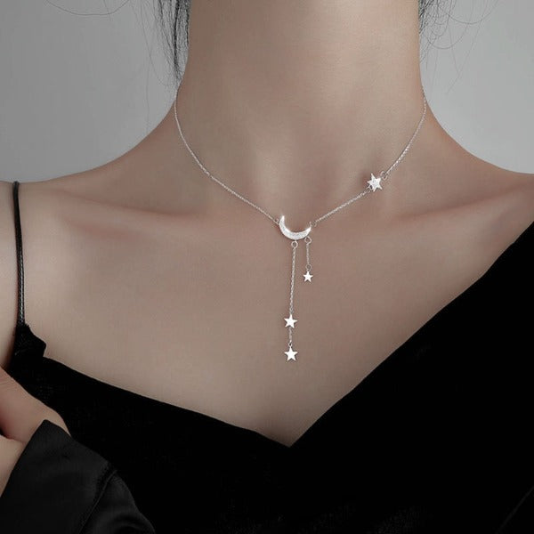 Collar con Colgante de Luna, Estrella y Astros para Mujer