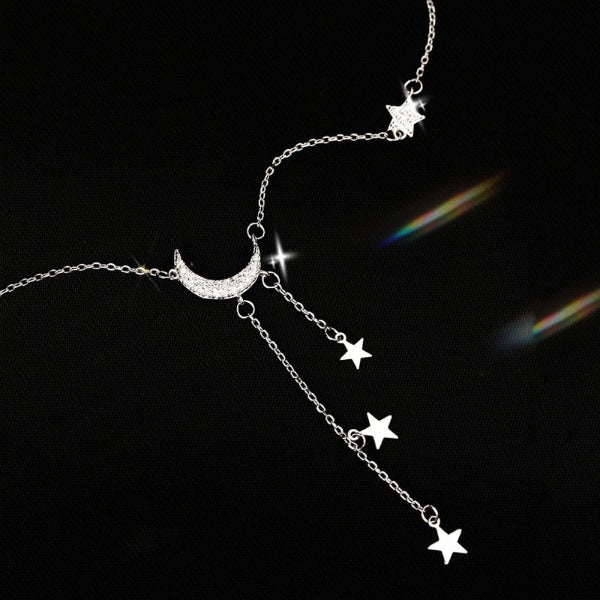 Collar con Colgante de Luna, Estrella y Astros para Mujer