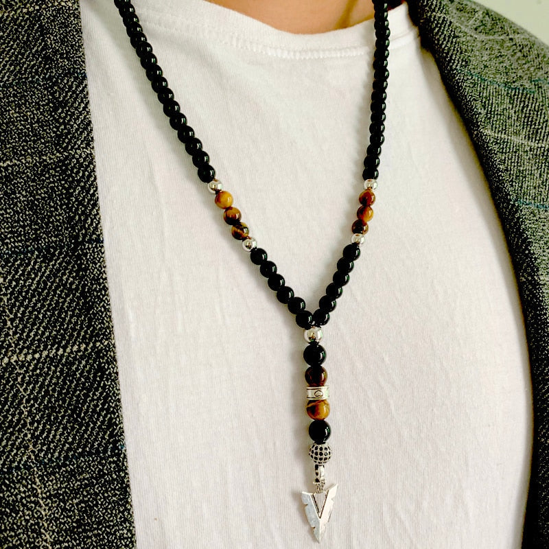 Collar con Colgante de Ojo de Tigre para Hombre