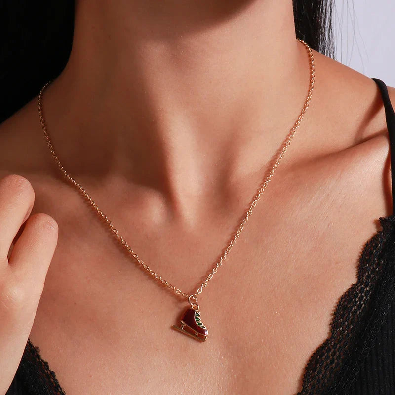 Collar con Colgante de Patines de Navidad