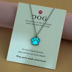 Collar Colgante Huella de Perro azul
