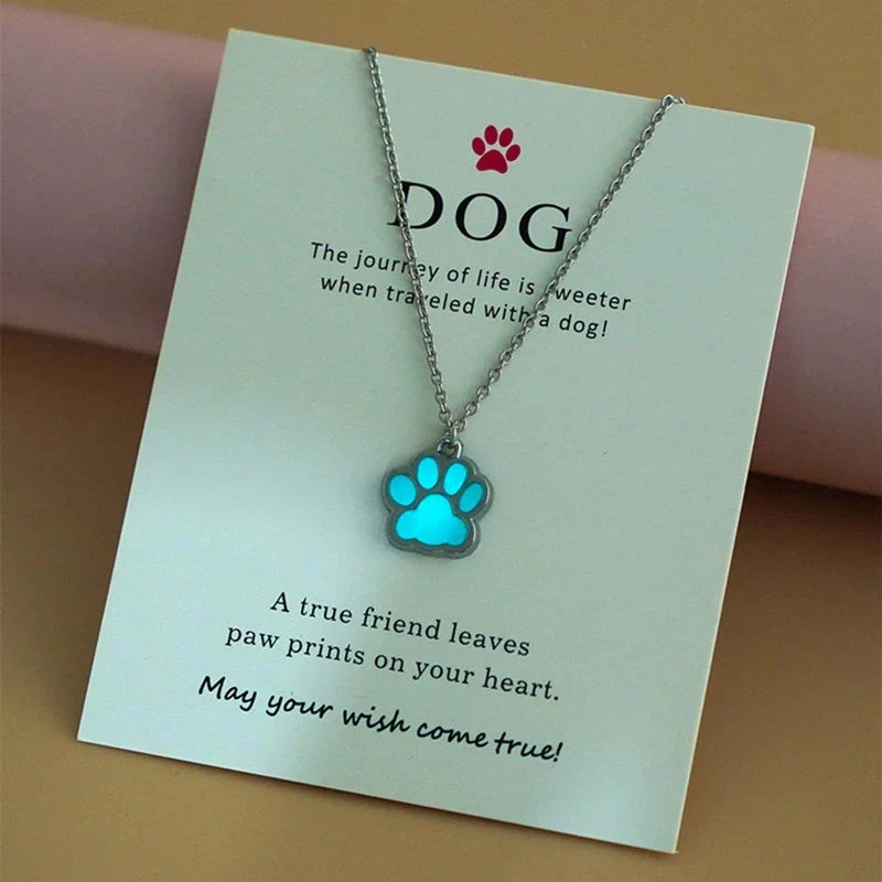 Collar Colgante Huella de Perro azul