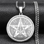 Collar Colgante Pentáculo Brujería Wicca plata