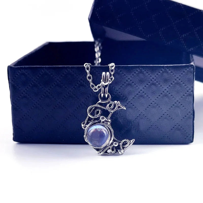 Collar con Colgante de Piedra de Luna Vintage c