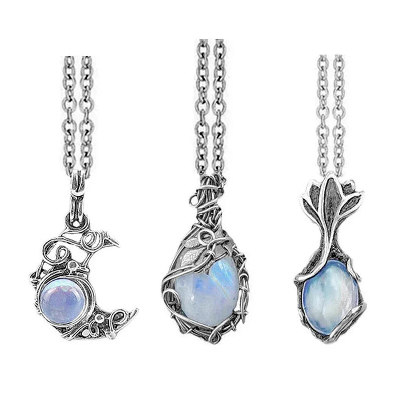 Collar con Colgante de Piedra de Luna Vintage a