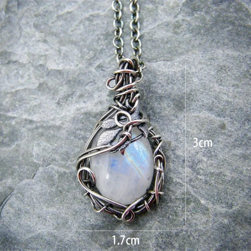Collar con Colgante de Piedra de Luna Vintage b