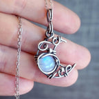 Collar con Colgante de Piedra de Luna Vintage c