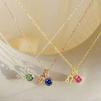Collar Colgante Piedra de Nacimiento con Signo del Zodiaco Plata & Oro