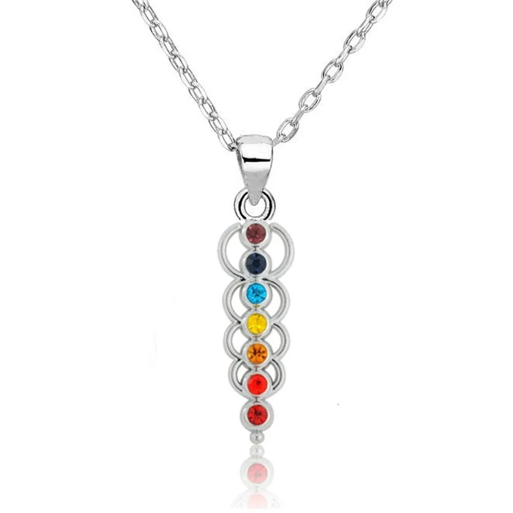 Collar con Colgante de Piedras 7 Chakras para Mujer