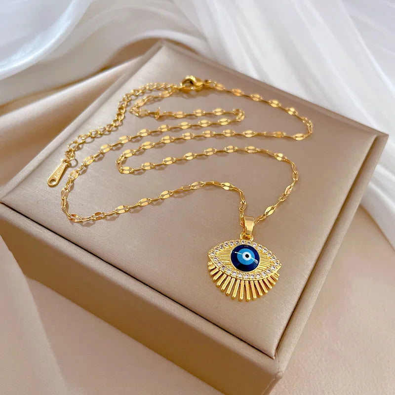 Collar con Colgante Amuleto Ojo Turco Azul