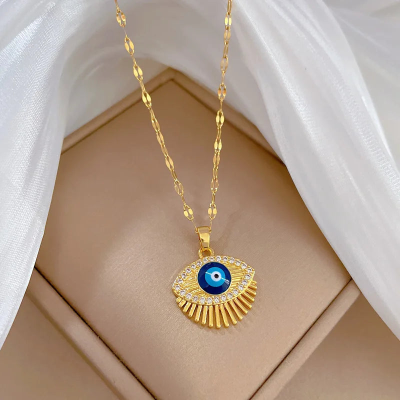 Collar con Colgante Amuleto Ojo Turco Azul
