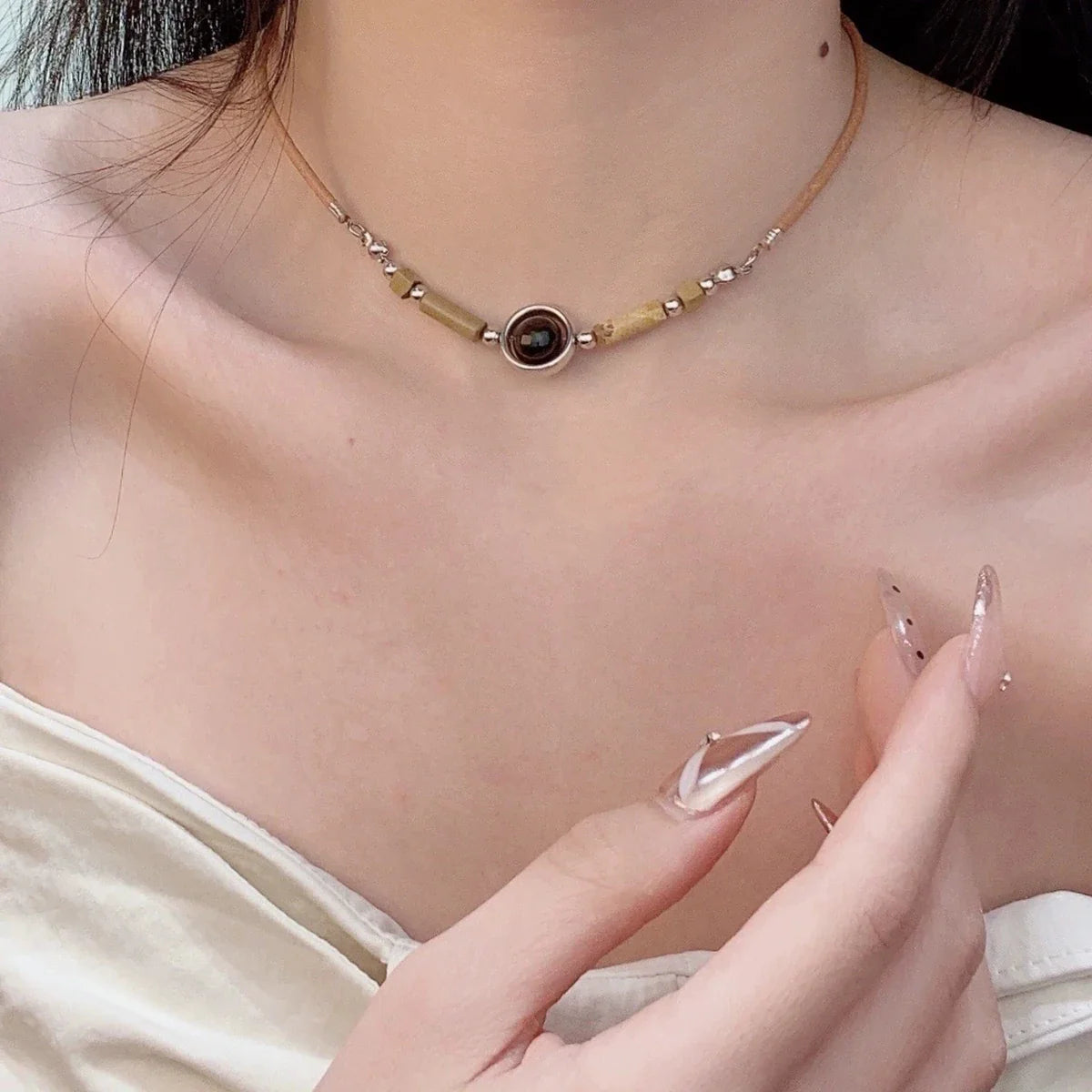 Collar con Colgante Gargantilla Ojo de Tigre