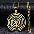 Collar Colgante Rueda de Hécate Strophalos ORO