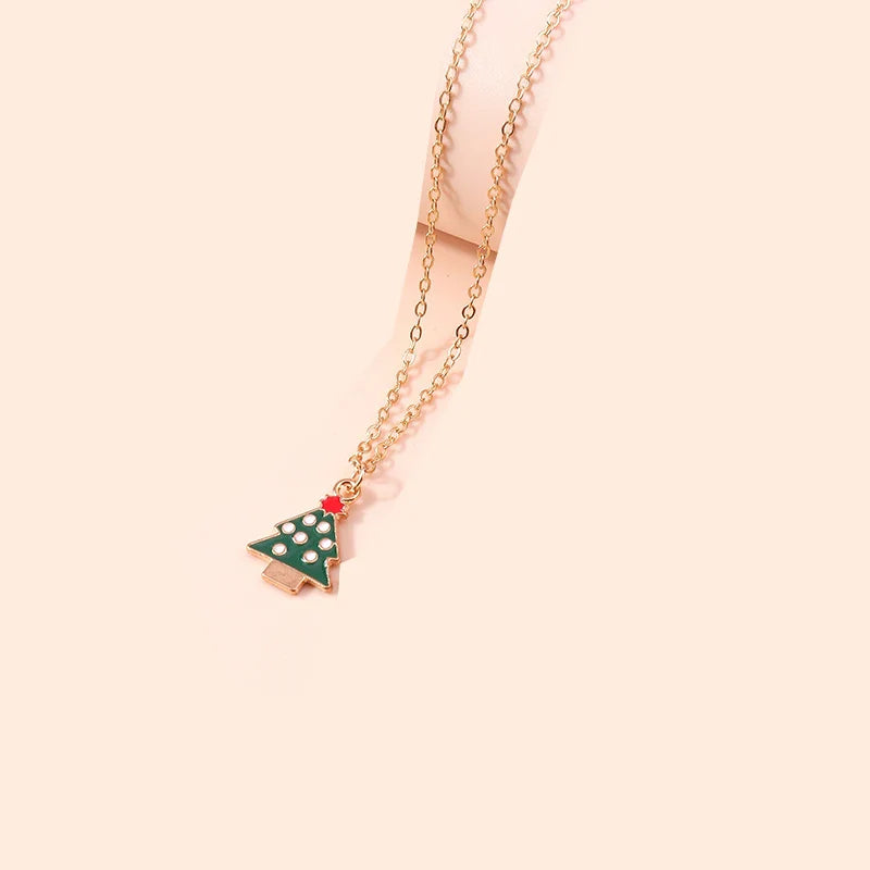 Collar con Colgante de Árbol de Navidad Nevado
