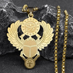 Collar con colgante de escarabajo egipcio Ojo de Horus oro