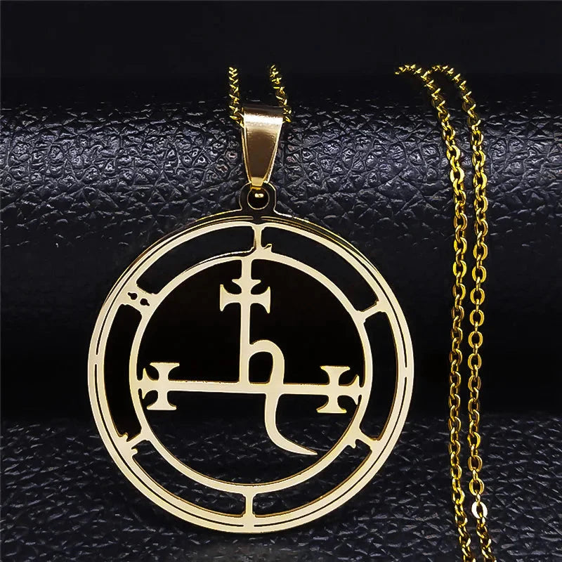 Collar con Colgante Sigilo Demoníaco Lilith Oro