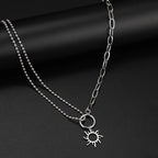 Collar con colgante de sol asimétrico plata