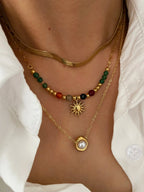 Sun Pendant Necklaces with Pearls a