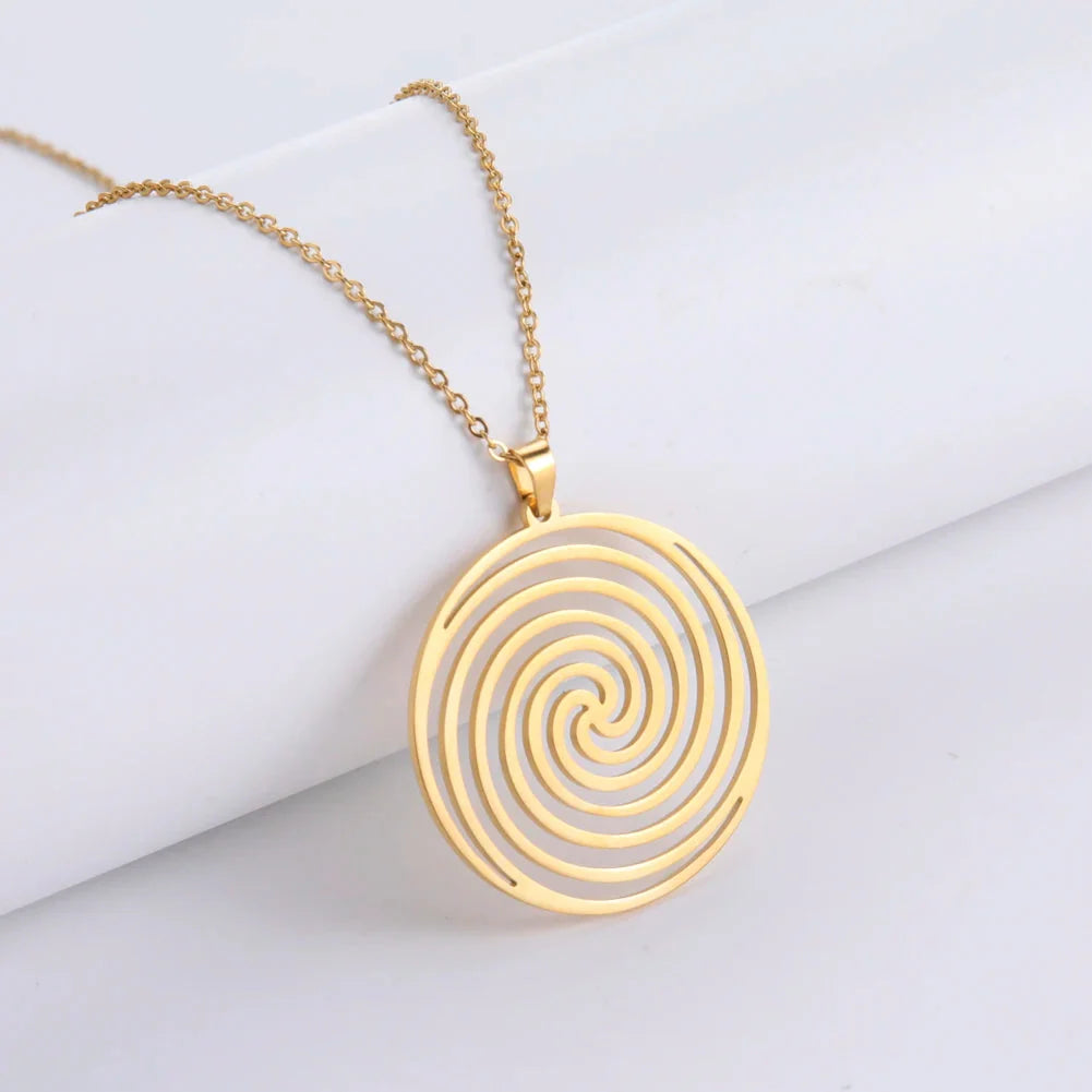 Collar y Colgante Espiral Geométrica oro