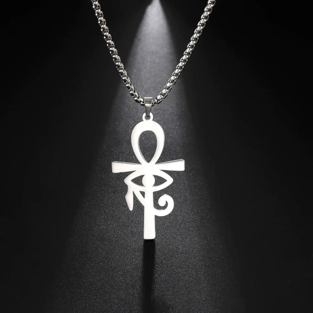 Collar Colgante Estilo Egipcio Cruz de Ankh de plata