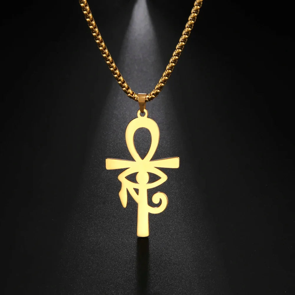 Collar Colgante Estilo Egipcio Cruz de Ankh dorado