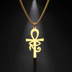 Collar Colgante Estilo Egipcio Cruz de Ankh dorado