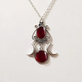 Collar Colgante Triple Luna Brujería Wicca Mujer rojo