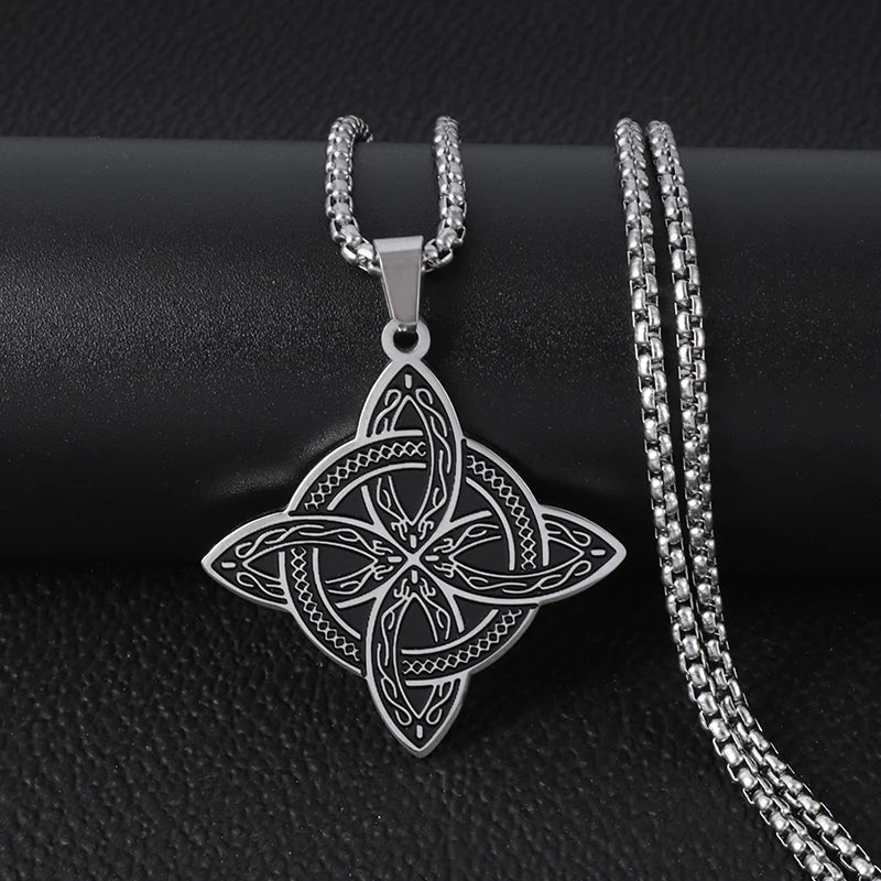 Collar Colgante Wiccano Nudo de Bruja de Protección plata
