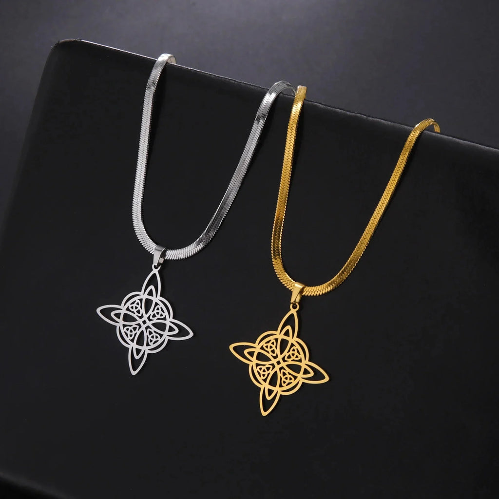 Collar Colgante Wiccano Nudo de Bruja Mujer Amuleto de Protección oro
