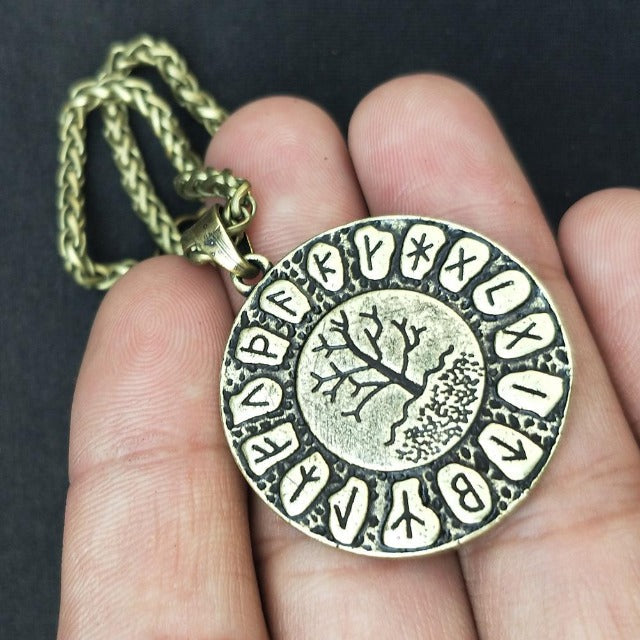 Collar Colgante Yggdrasil (plateado o dorado) de bronce