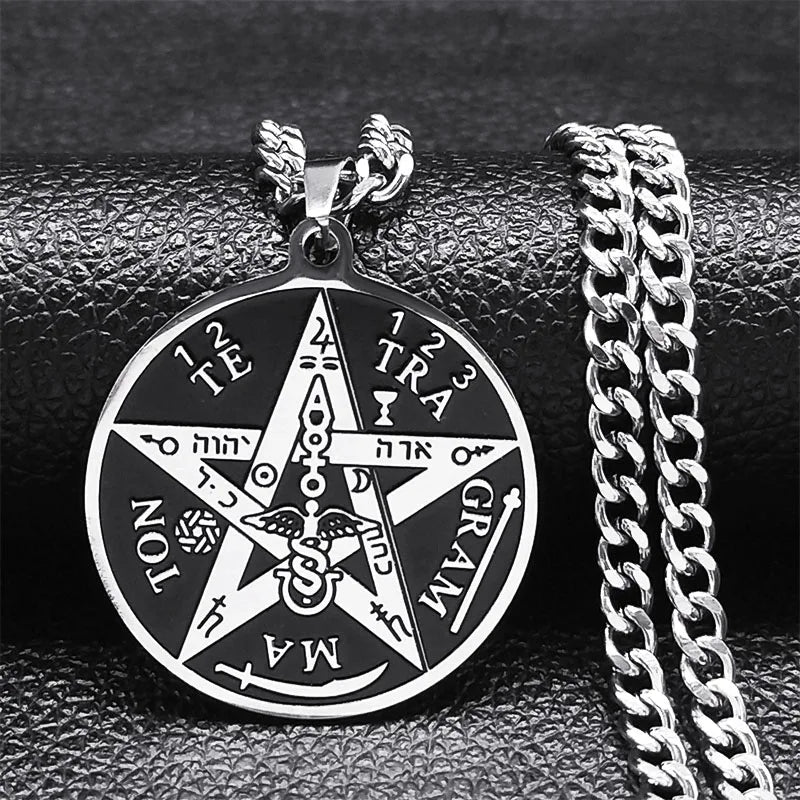 Collar Pentagrama Colgante Tetragrama de Salomón