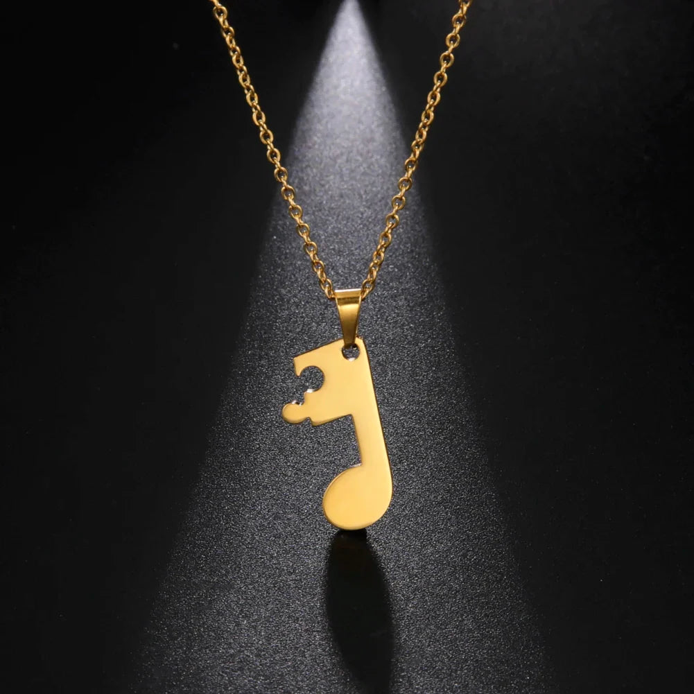 Collares para Parejas Colgante Nota Musical oro