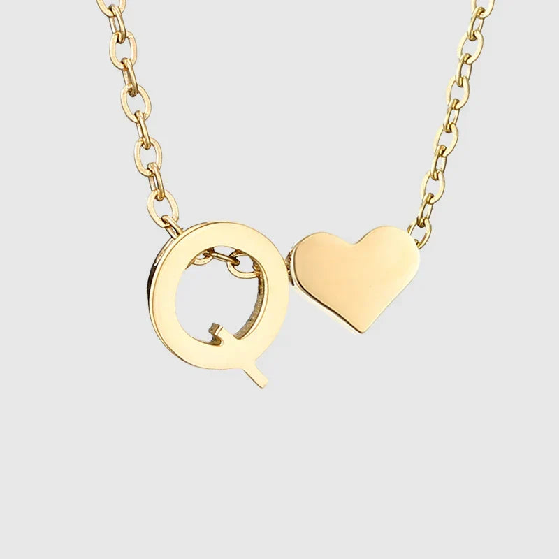 Collar para mujer con colgante de corazón e inicial - letra 