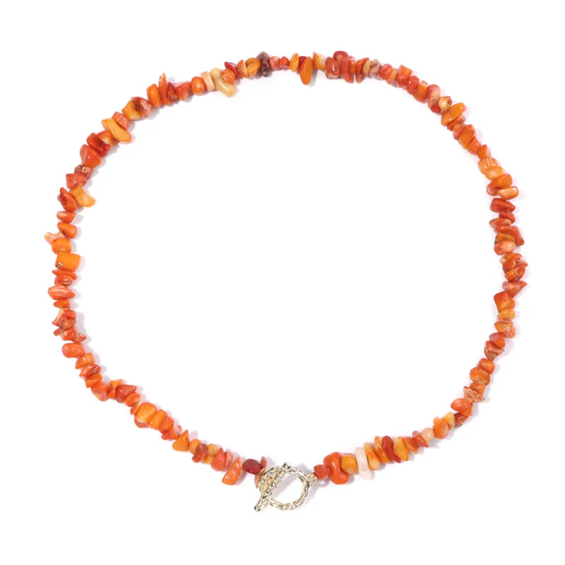 Collar Gargantilla con Colgante de Piedras Naturales naranja