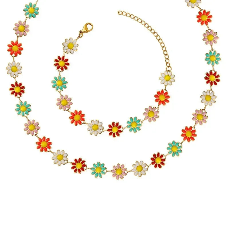 Collar Gargantilla con Colgante de Flores de Margarita