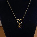 Choker necklace with initial letter and heart pendant